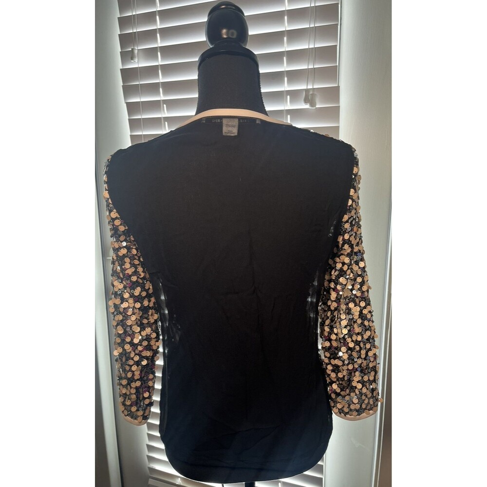 Diane Von Furstenberg Kavita Sequin Top Sz 2 Metallic Sheer Back Party - Picture 4 of 13